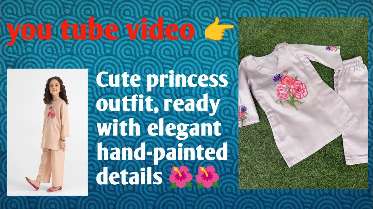 Beautiful baby girl suit,Cute princess outfit, ready with elegant hand-painted🌺🌺