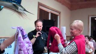 Jolene Mowry Speaking to Trivia Challenge Participants at Laishley Crab House in Punta Gorda
