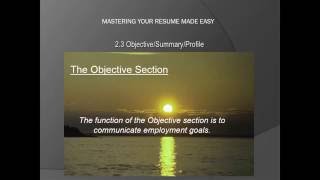 Objective/Summary/Profile - طريقة كتابة الهدف الوظيفى