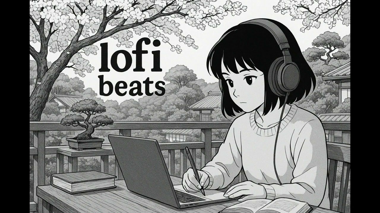 🖤 1-Hour Lofi Beats – Zen Focus in a Monochrome World 🎧