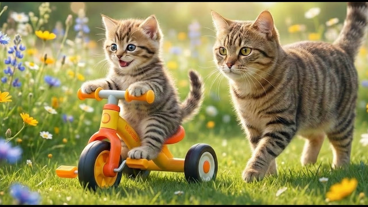 Baby Kitten’s First Garden Adventure! 🦋 Milk, Tricycle & Nap Time (So Cute!)