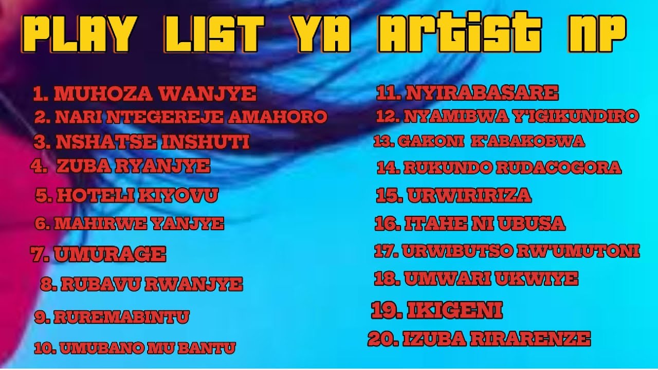 PLAY LIST Y'INDIRIMBO NZIZA KURUSHA IZINDI ZASUBIWEMO NA Artist NP