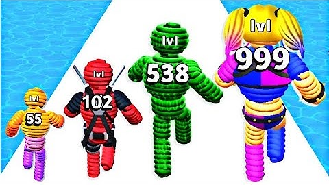 ROPE MAN RUN: Level Up Runner - ASMR Gameplay Walkthrough (Android,iOS)