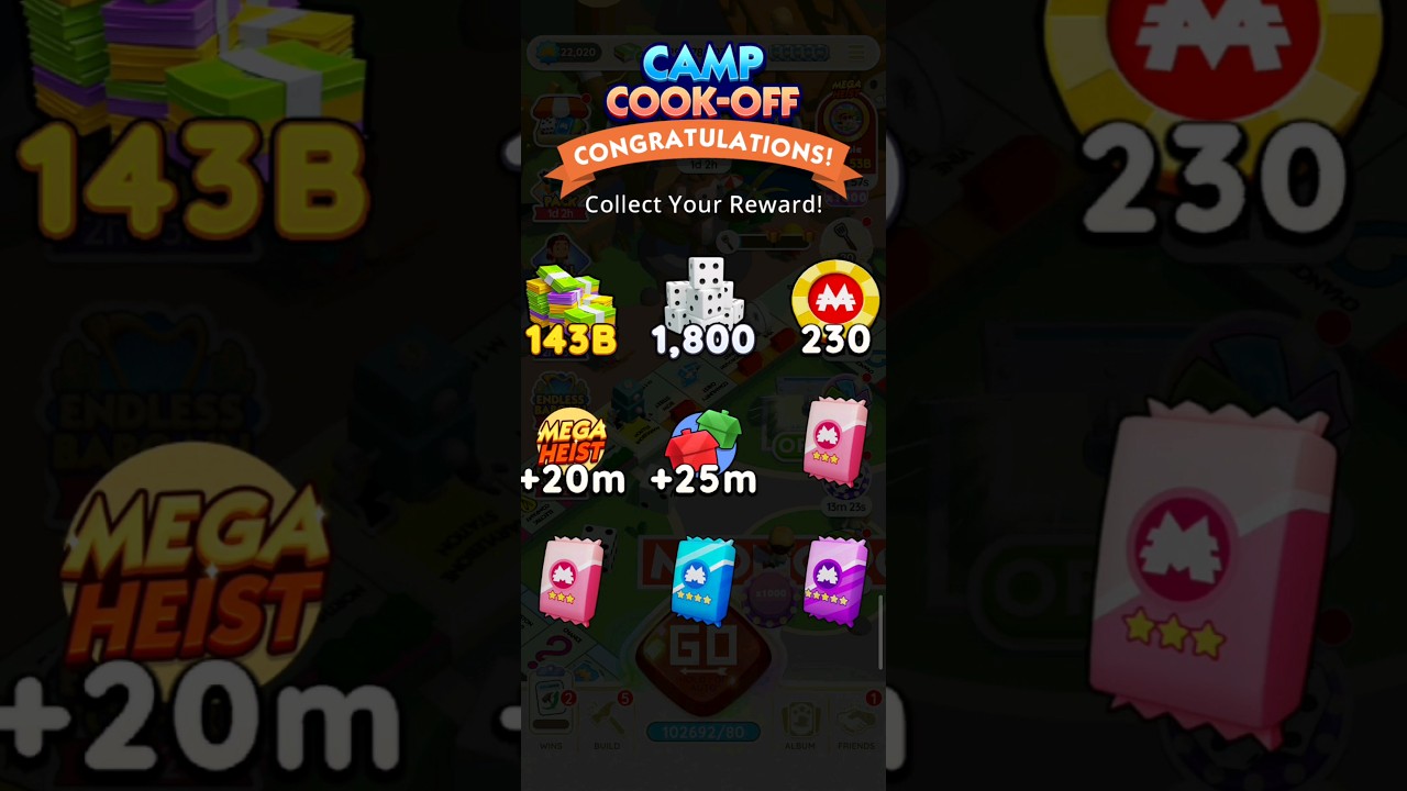 Monopoly Go: Camp Cook- Off • 9800 Billion Mega Heist😍 