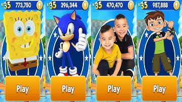 Sonic Dash vs CKN Toys Car Hero Run vs Tag with Ryan SpongeBob vs Ben 10 Up To Speed All Characters