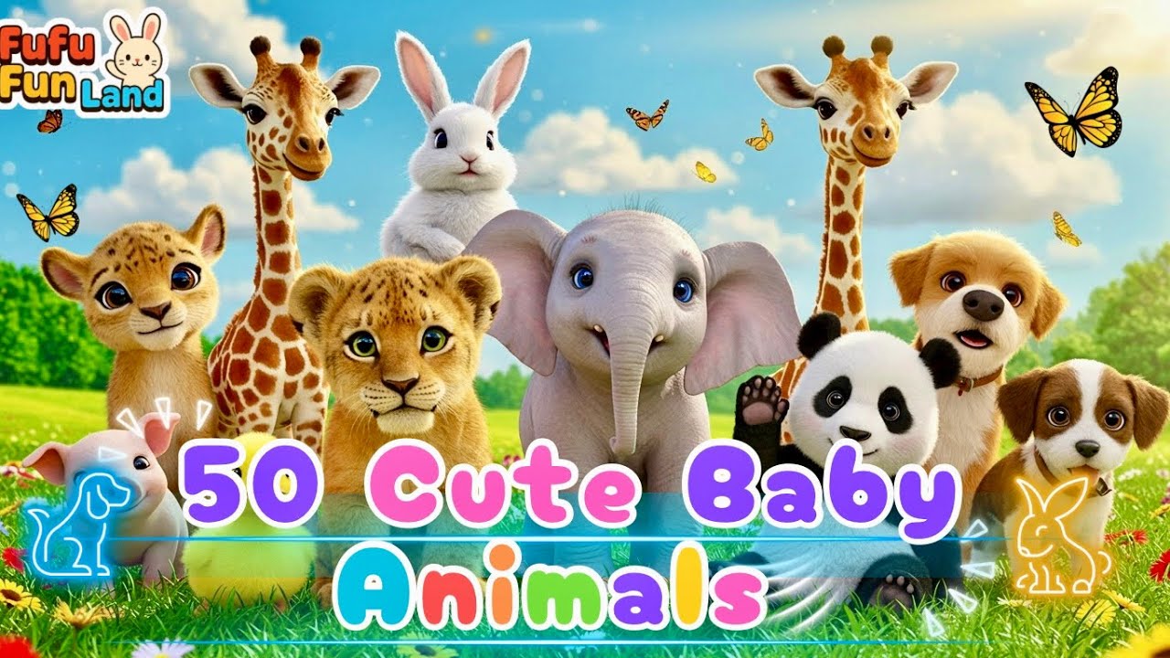🔥50 Cutest Baby Animals in the World – Real & Animated Mix | Fun Learning for Kids | FuFu Fun Land