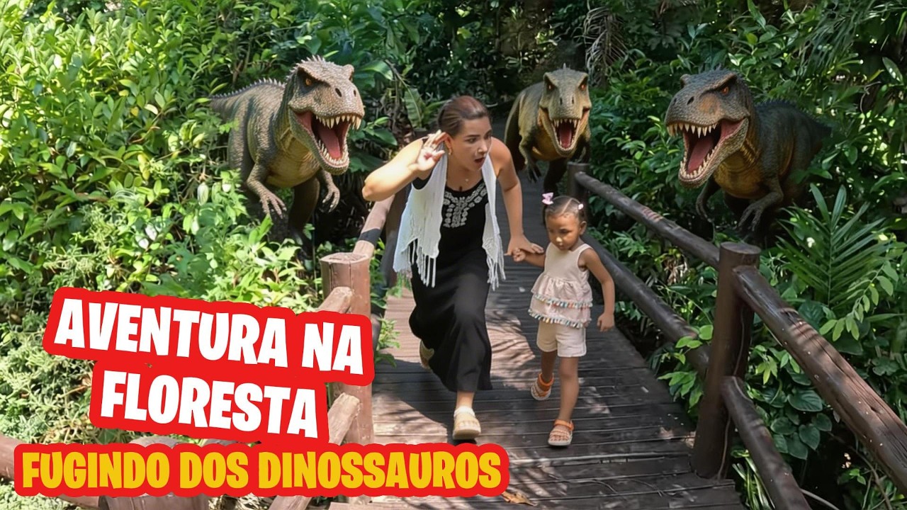 Fugindo dos dinossauros no parque ecológico