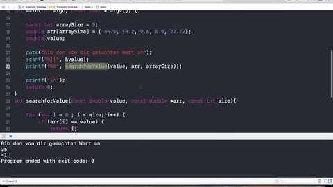 C Programmieren mit Xcode - Arrays durchsuchen