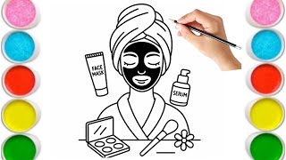 Relaxing Face Mask Drawing &amp; Coloring 💆‍♀️ Easy Art for Kids