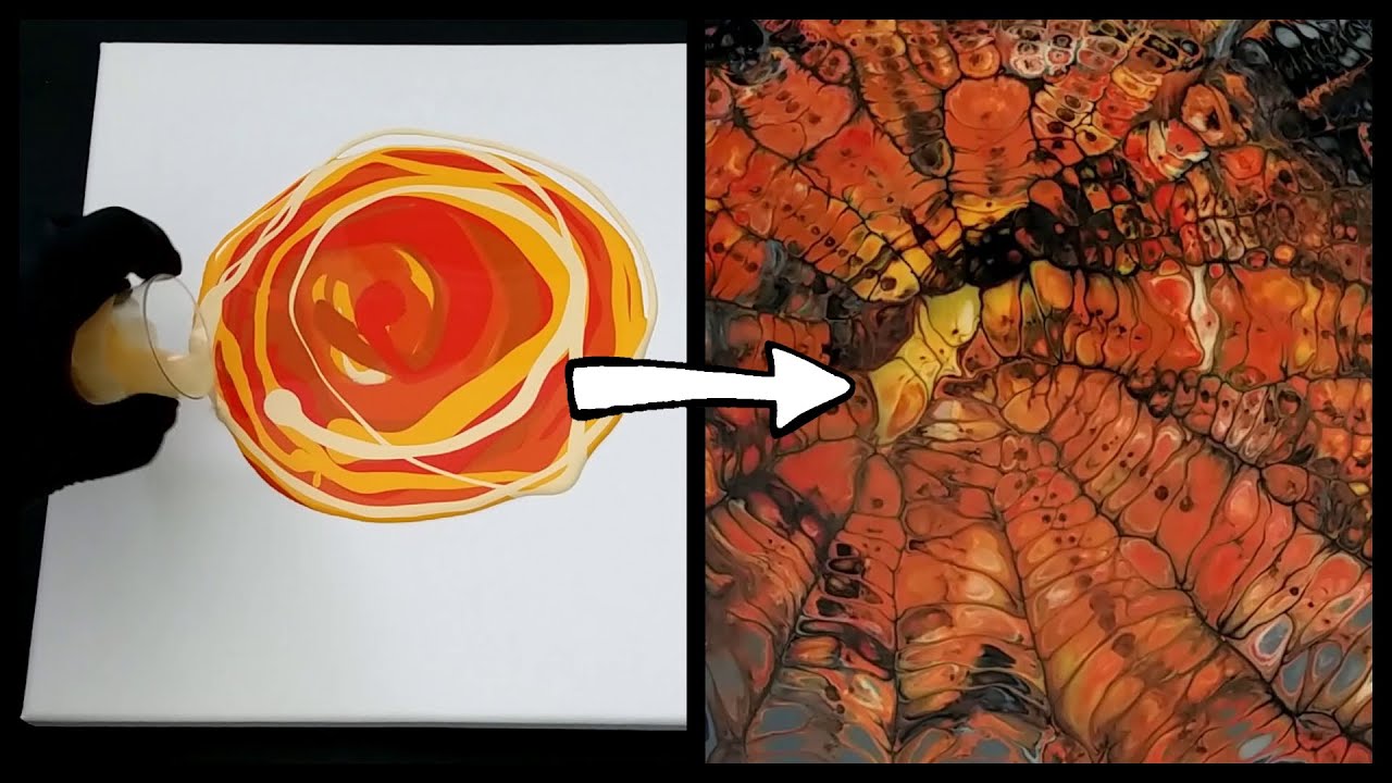 Acrylic Pouring Chameleon Cells Technique "Smoldering Firewood" YouTube