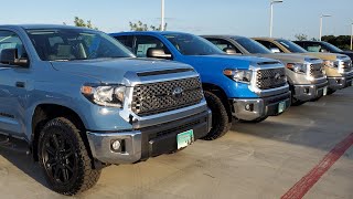 2020 toyota tundra with tss package line up, which do you think looks
best the black wheels and badging? comment below wou...