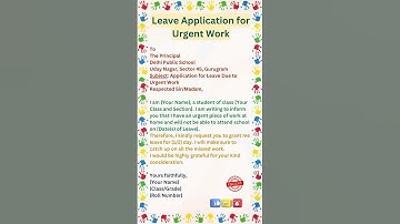 How to Write Leave Application for Urgent Work | Leave application |urgent piece of work application