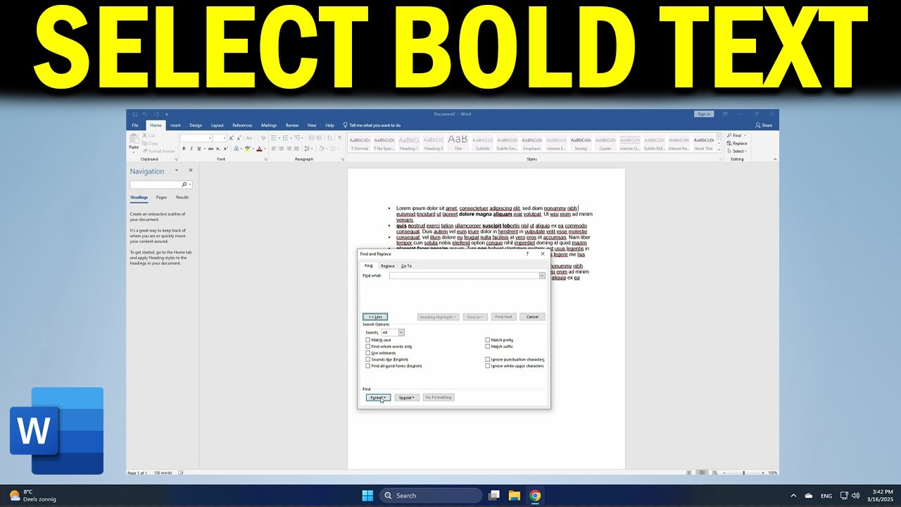 How To Select All Bold Text in Word - YouTube