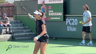 Emma Raducanu and her bandaged wrists on the court at Indian Wells