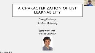 STOC 2023 - Session 9C - A Characterization of List Learnability Wealth