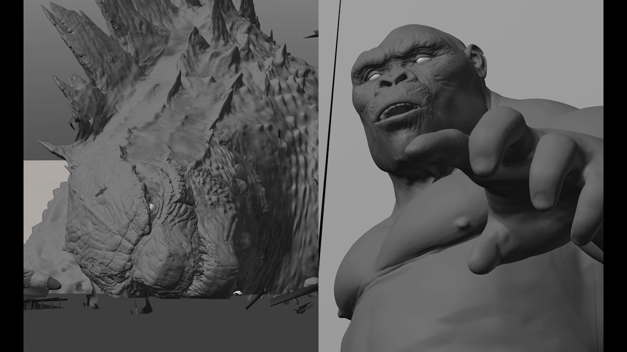 Godzilla vs Kong first face to face (BLENDER animation Godzilla)