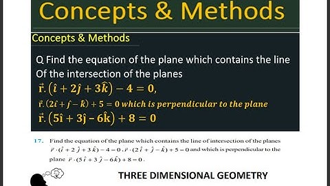 Find the equation of the plane which contains the line of intersection of the planes ...