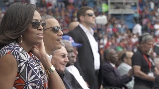 The First Family Takes in a Baseball Game in Havana, Cuba