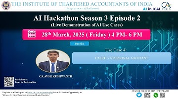 AI Hackathon S3 Ep-2: UC 4 – CA BOT: An AI-based virtual personal assistant – CA. AVSR Kushwanth