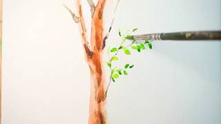 tree trunk watercolor paint wet paintingvalley