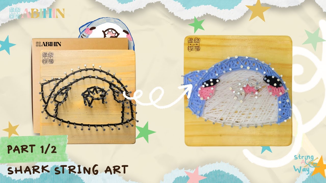 PART 1/2 | Shark String Art | String A-Way! Tutorial | #StringAWay # ...