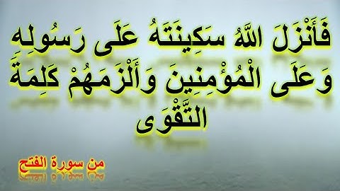 فأنزل الله سكينته على رسوله و على المؤمنين _ من سورة الفتح