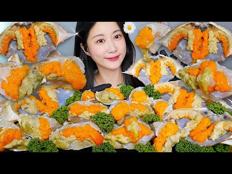 生カニ + カニの卵 モクバン!✨旬の美味しいワタリガニ | 咀嚼音 | eating show | asmr mukbang korean