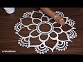 Step by step big round flower rangoli designs for manabasa gurubar special alpona design 