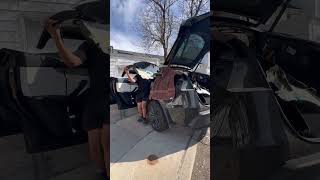 Watch me transform this new Tesla Model Y from gray interior to luxury black suede!