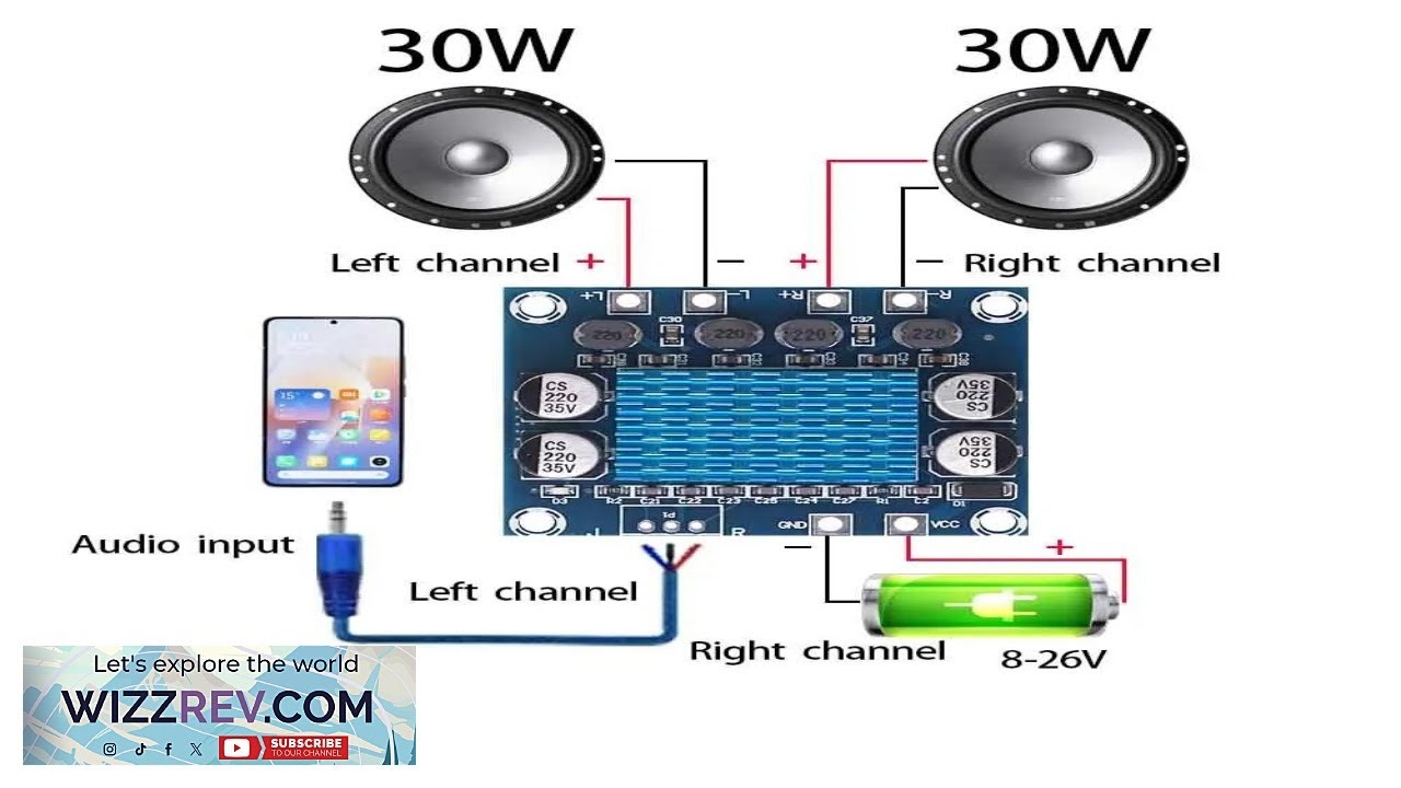 Плата цифрового стереофонического аудиоусилителя мощности TPA3110 XH A232 30 Вт + 30 Вт, 2 канала...