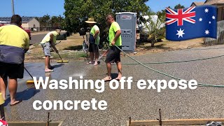 How to pour expose concrete and wash it off