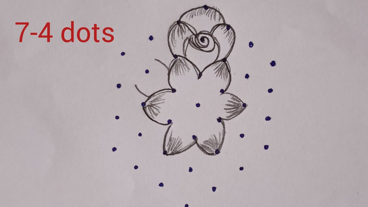 Beautiful flower design with 7Dots🌺simple rangoli 🌺@shwetarangoliutk 