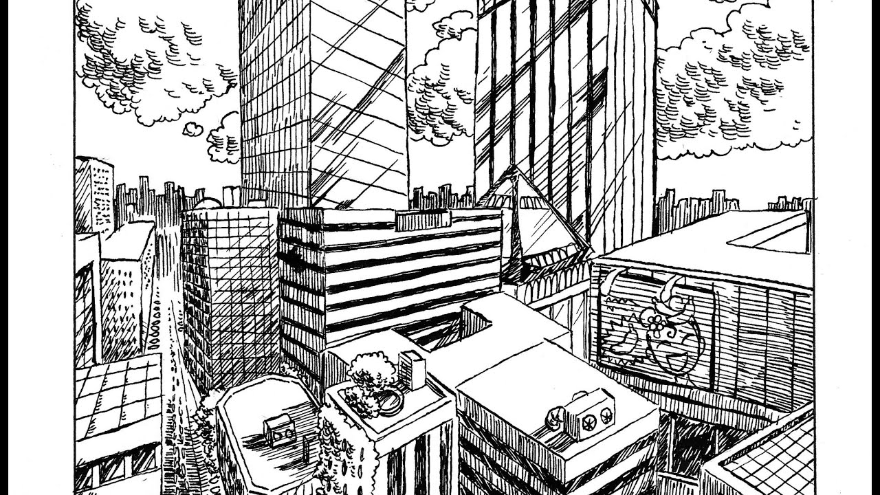 Two Point Perspective | My art challenge Day 5 - YouTube