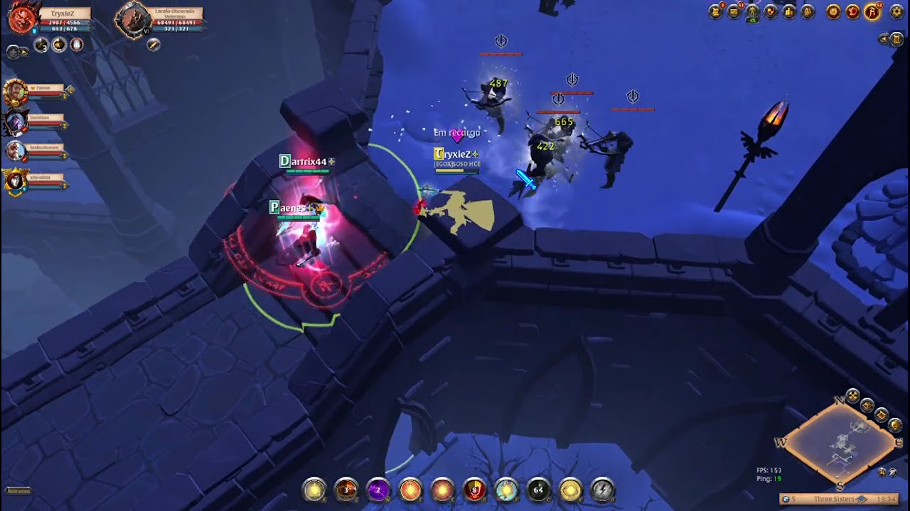 Albion Online || HCE POV TANK || Level 18 Three Sisters || Rush in 8min - 3/5 People || -10min Map