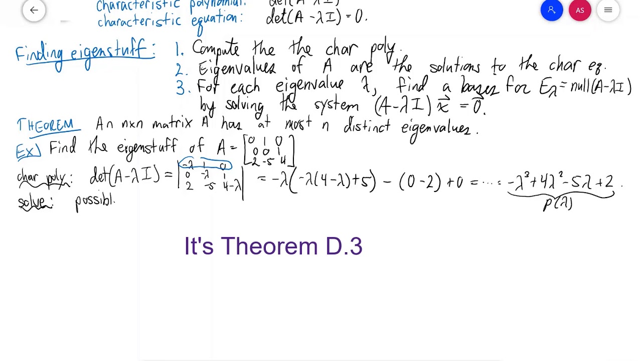 Eigenvalue And Eigenvector Computations Example Youtube Understanding