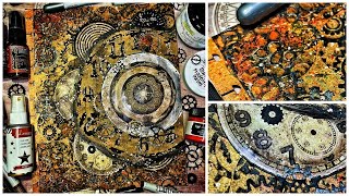 MIXED MEDIA ART JOURNAL Process: Rusted In Time with Distress + TCW + Finnabair + Sizzix
