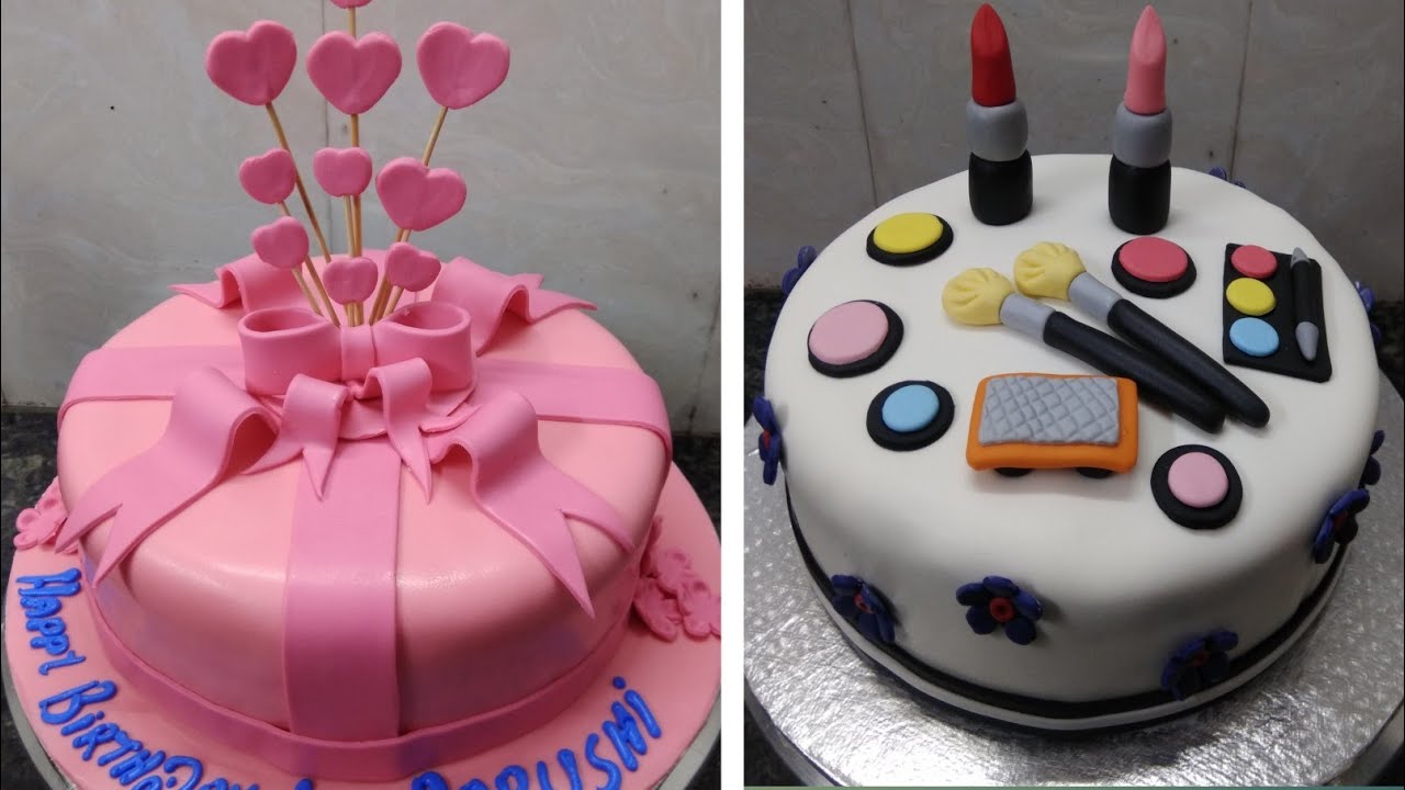Two Amazing cake design idea |Fondant cake |makeup cake |Birthday cake  making by cool cake master - YouTube