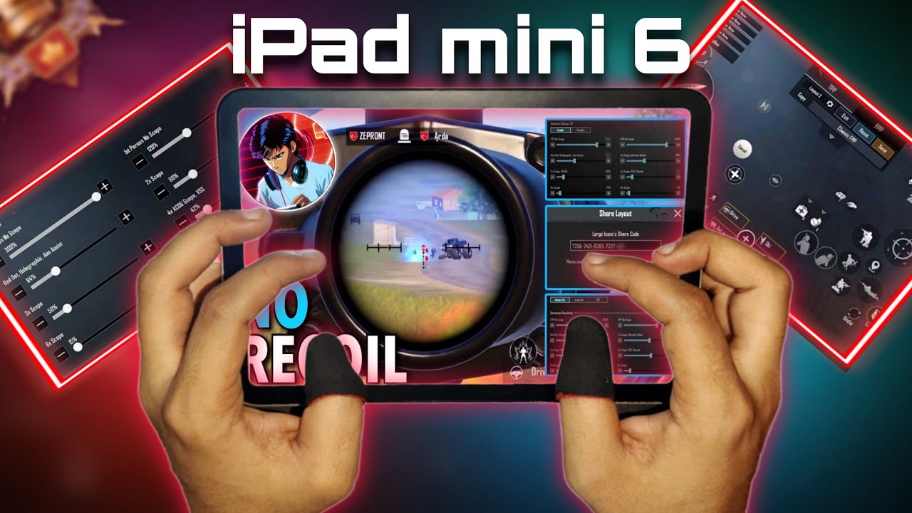 iPad Mini 6 Handcam 🔥| 6 Finger claw / PUBG Gameplay/Test Gyro ️ FHD+ ...