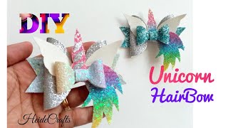 DIY Unicorn Hair bow || Chunky Glitter hair bow  || Easy Tutorial || How to Make Hair bow