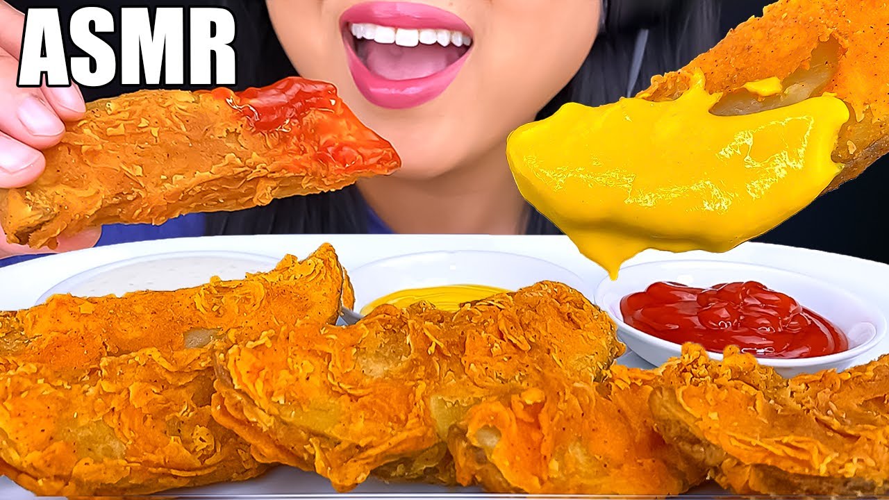 ASMR GIANT FRIED POTATO WEDGES DIPPED IN SAUCE MUKBANG (EATING SOUNDS) | Eating Show | ASMR Phan