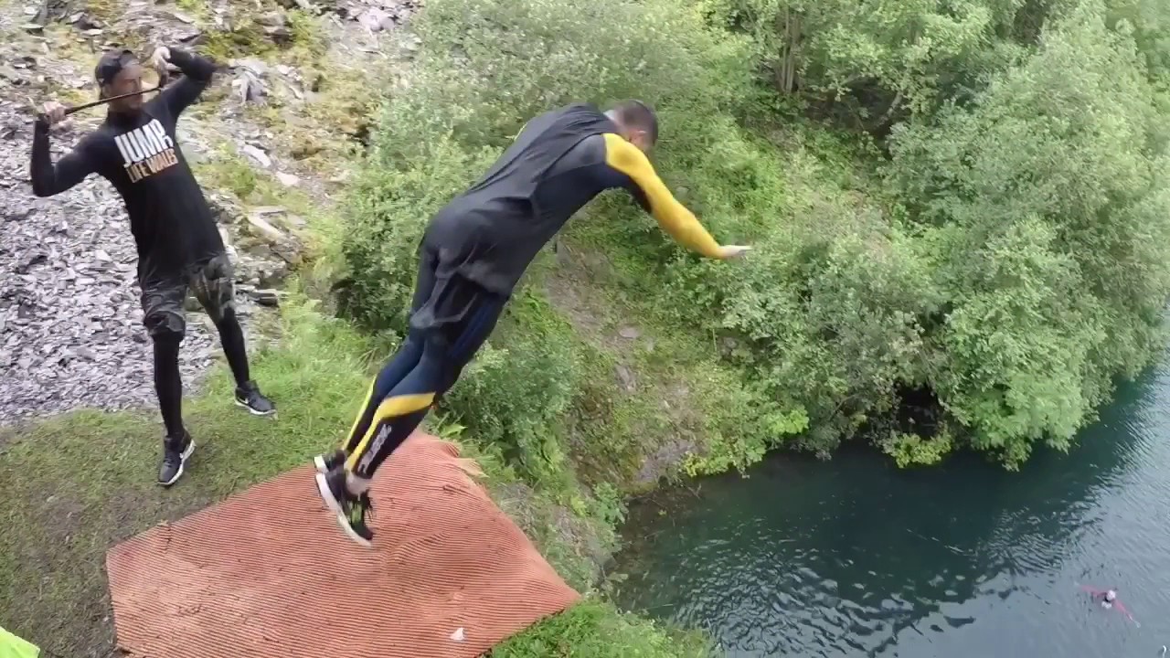 Jumplifewales and co cliff jump at Dorothea quarry