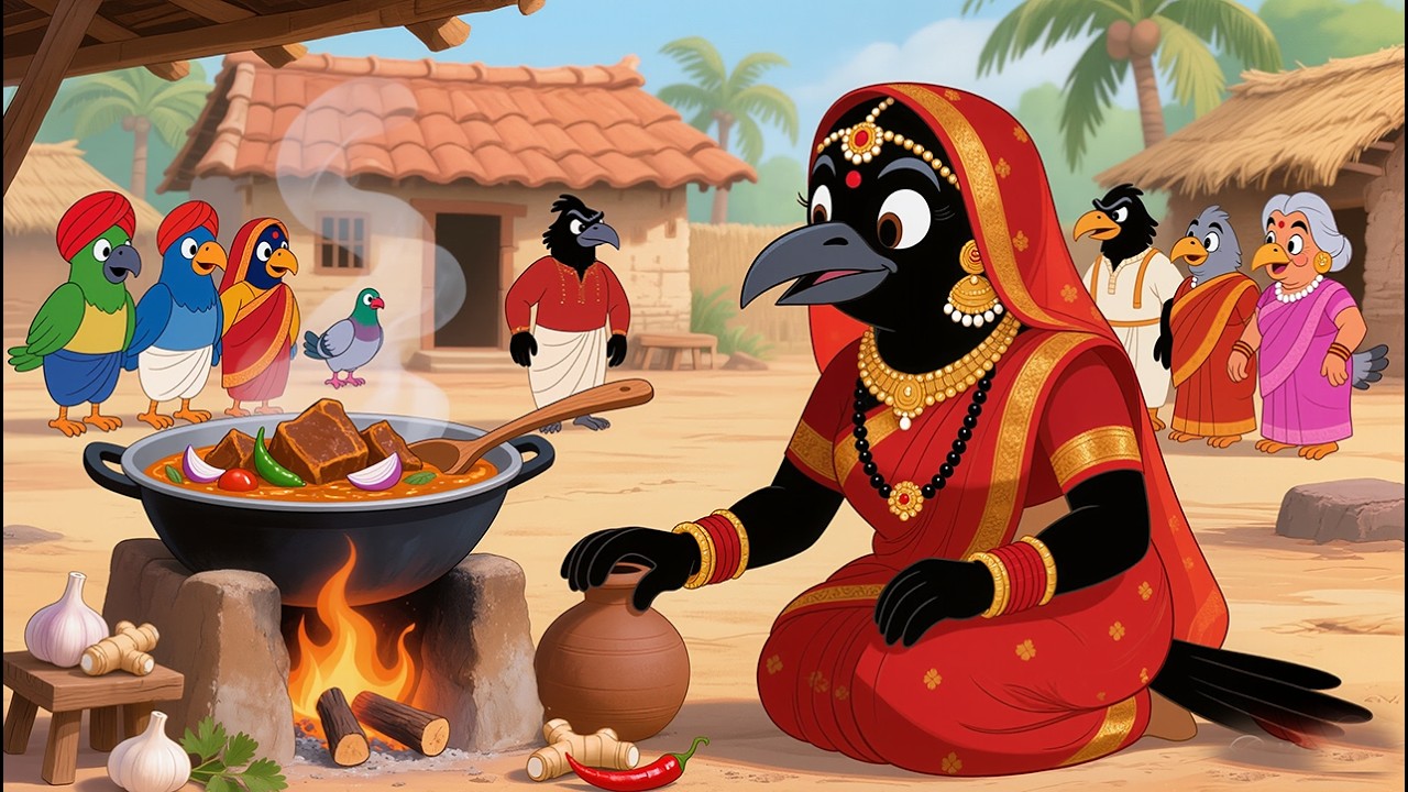 मटन पकाने वाला कौवा बहू  The crow daughter-in-law who cooks only mutton .#HindiCartoon