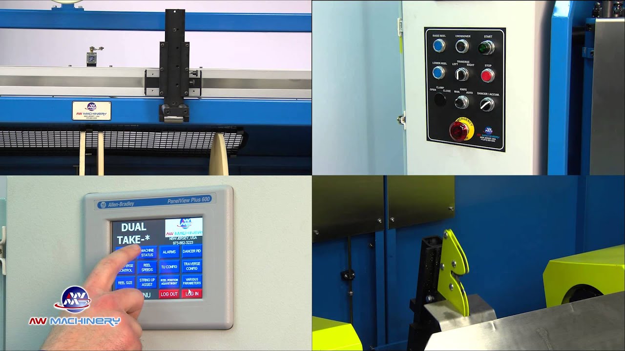 Dual Takeup Machine by AW Machinery - YouTube