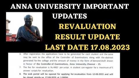 Anna University important update Revaluation result update last date for revaluation