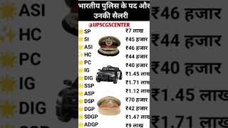 Indian Police Ranks and their Salary ? भारतीय पुलिस के पद और उनकी सैलरी#gk #shorts #ias#motivation