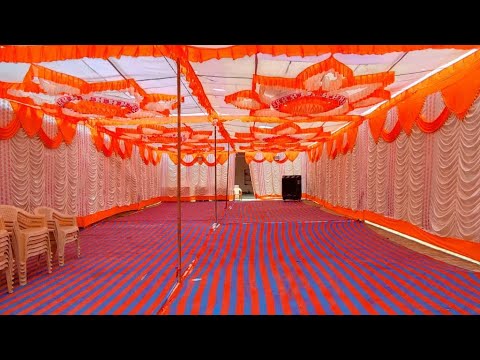 Wedding decoration with simple ideas//pipe pandal with ceiling