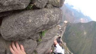 The real climb down Huanya Picchu