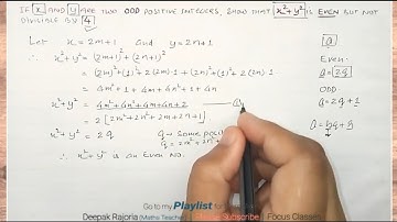 If x and y are two odd positive integers, show that x2 + y2 is even but not divisible by 4.