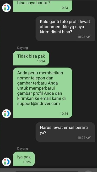 GANTI FOTO PROFIL DI AKUN INDRIVER HANYA BISA VIA EMAIL