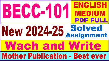 BECC 101 solved assignment 2024-25 in English || becc 101 solved assignment 2025 || becc101 2024-25